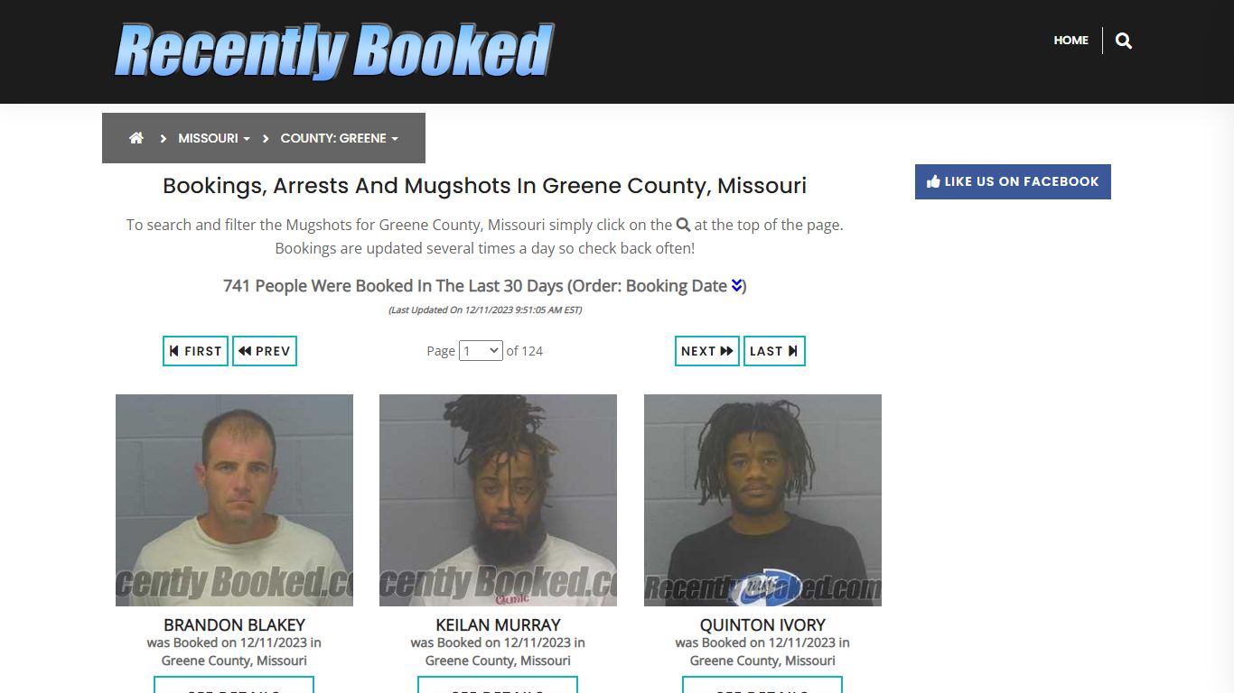 Recent bookings, Arrests, Mugshots in Greene County, Missouri